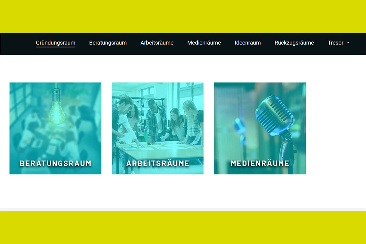 Screenshot der Website des Gründungsraum Lausitz