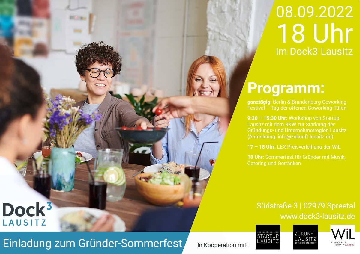Einladung zum Sommerfest für Gründer im Dock3 Lausitz